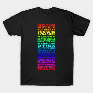 Rainbow New York Cities Bus Roll T-Shirt